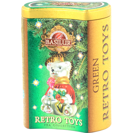 Akcija! Basilur Retro Toys zaļā tēja ar piedevām metāla iepakojumā, 75g