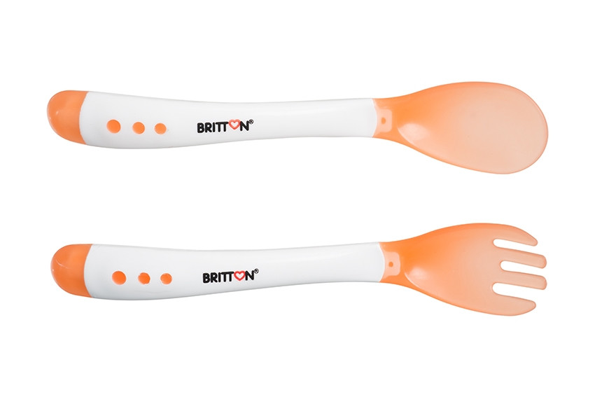 Britton karotīte un dakšiņa ar ēdiena temperatūras noteikšanas indikatoru 4 mēn.(3krāsas!) B13747