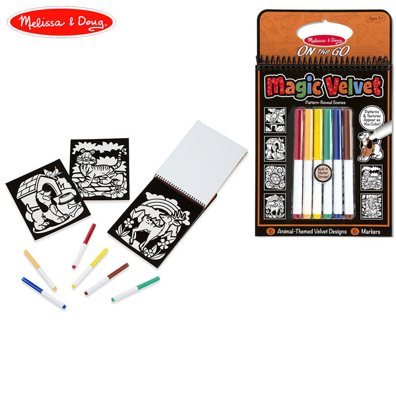 Melissa & Doug krāsojamais blociņš Zvēri- flomāsteri un velvet bildītes ar faktūrzīmējumiem, 15397