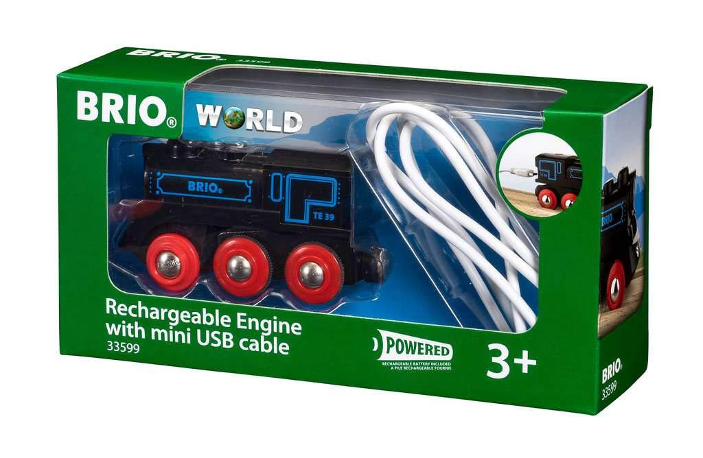 BRIO RAILWAY uzlādējams vilciens ar micro USB kabeli, 33599