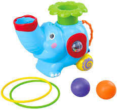 Muzikālais Cirka zilonītis ar bumbām un gredzeniem, no 1 gadiņa
