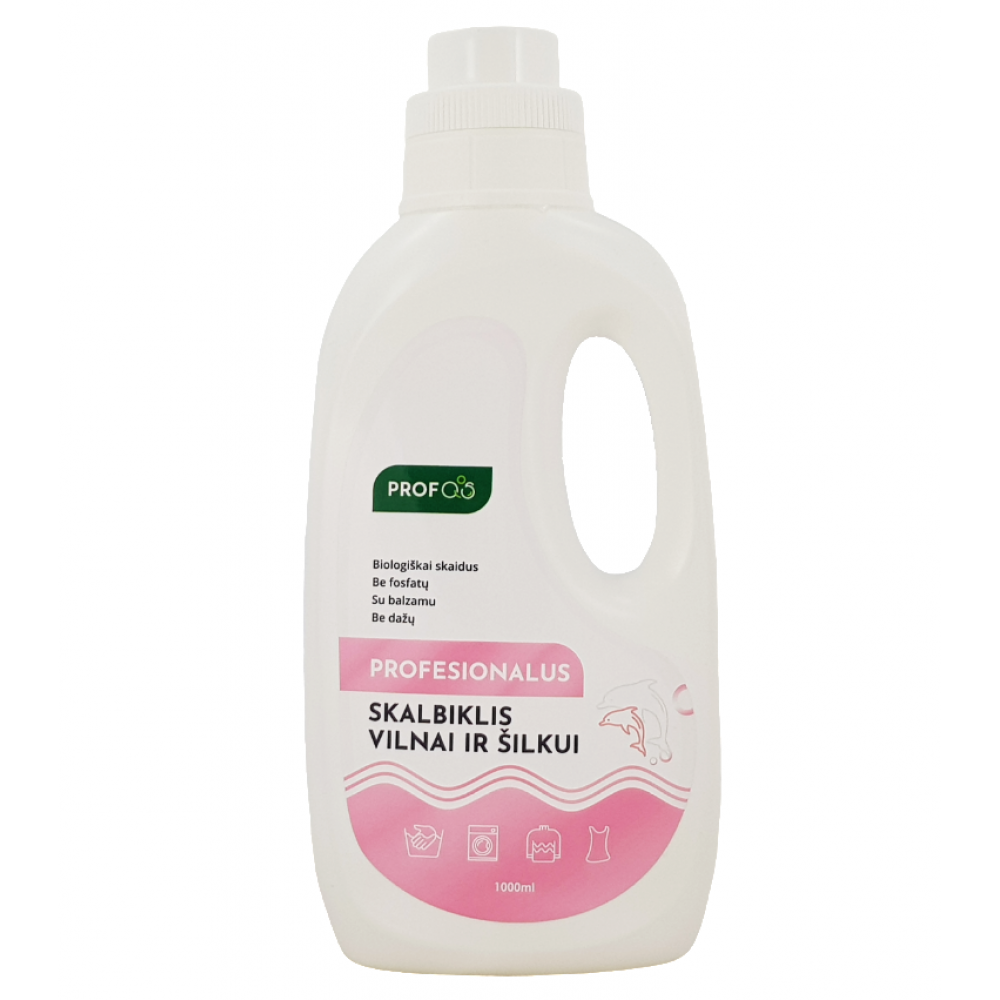 PROFOS šķidrais mazgāšanas līdzeklis zīdam, vilnai, kašmiram, delikātiem audumiem, 1l
