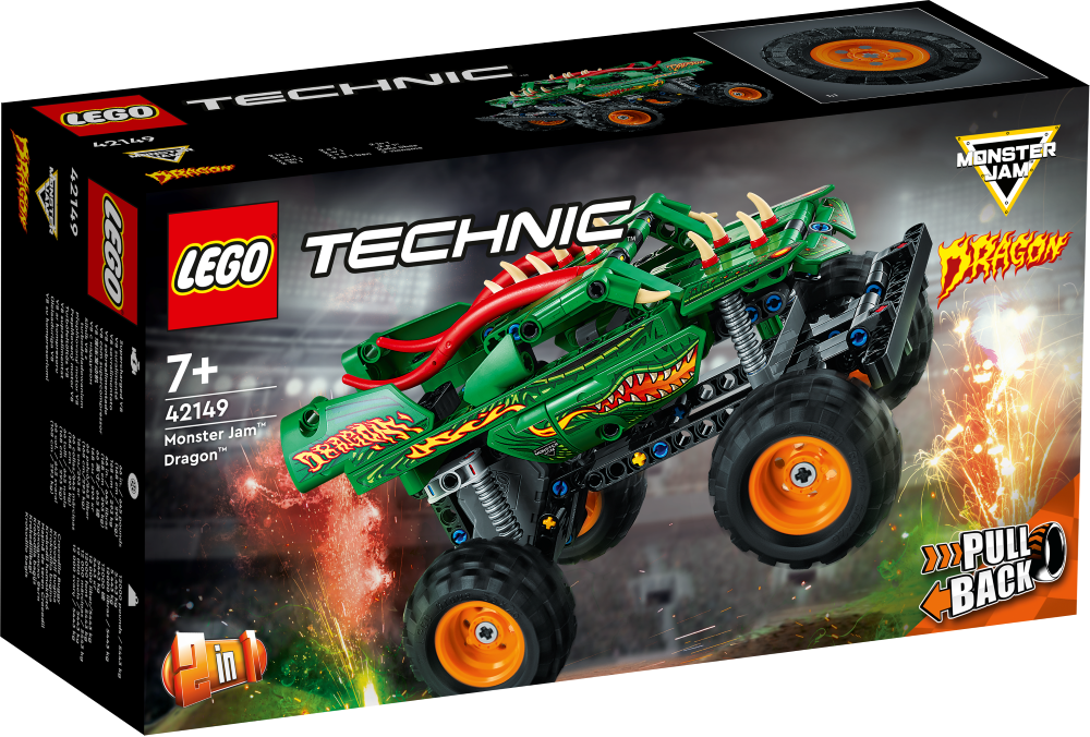 42149 LEGO® Technic Monster Jam™ Dragon™, no 7+ gadiem, NEW 2023!