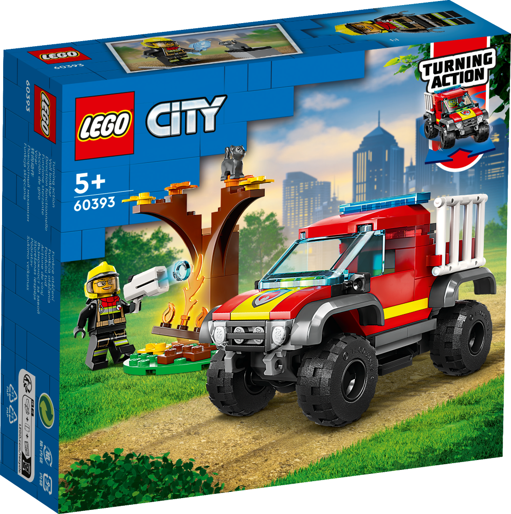 60393 LEGO® City Ugunsdzēsēju 4x4 glābšanas auto, no 5+ gadiem, NEW 2023!