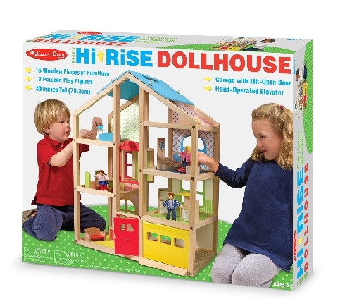 Melissa & Doug milzu leļļu māja ar mēbelēm un iedzīvotājiem - no visām pusēm atvērta - lieliska vairāku bērnu rotaļām 12462
