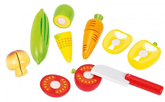 51598 GOKI Griežamie koka dārzeņi 12 detaļas 3+