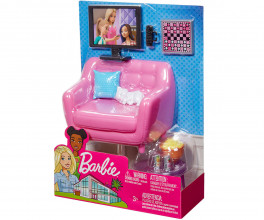 FXG33 BarbieLeļļu mājas dīvāns, galdiņš ar aksesuāriem