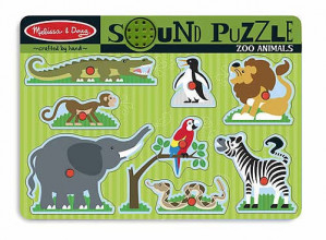 Melissa & Doug Muzikālā koka puzle ar zoodārza dzīvnieku skaņām, no 2 gadiem, 10727