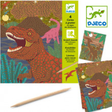 Djeco Skrāpējamās bildītes - Dinozauru laikmets 4 kartiņas, DJ09726