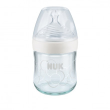 NUK Nature Sense stikla pudelīte ar silikona knupīti, 0-6 mēn., 120ml