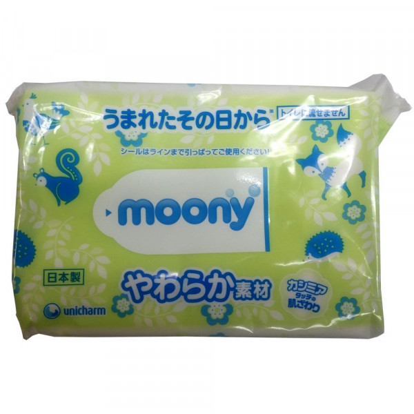 MOONY влажные салфетки для малышей, 80 gb., Произведено в Японии