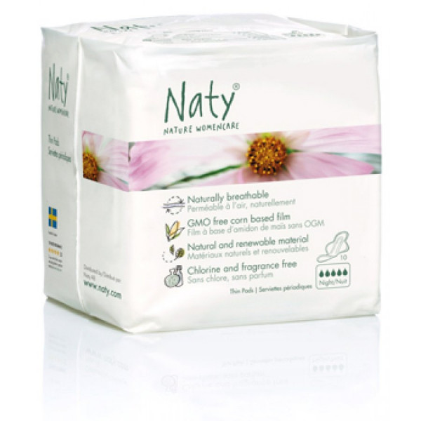 Naty by Nature Womancare BIO Higiēniskās paketes Night, 10 gab.
