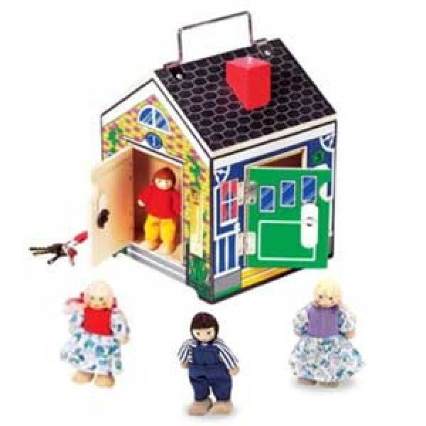 Melissa & Doug attīstošā koka mājiņa ar dažādām slēdzenēm, zvanu skaņām un iedzīvotājiem 12505