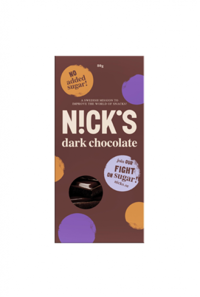 NICK'S tumšā šokolāde bez pievienota cukura, 75g
