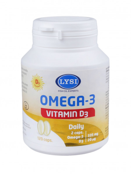 LYSI Omega-3 zivju eļļa ar D vitamīnu, 120 gab.