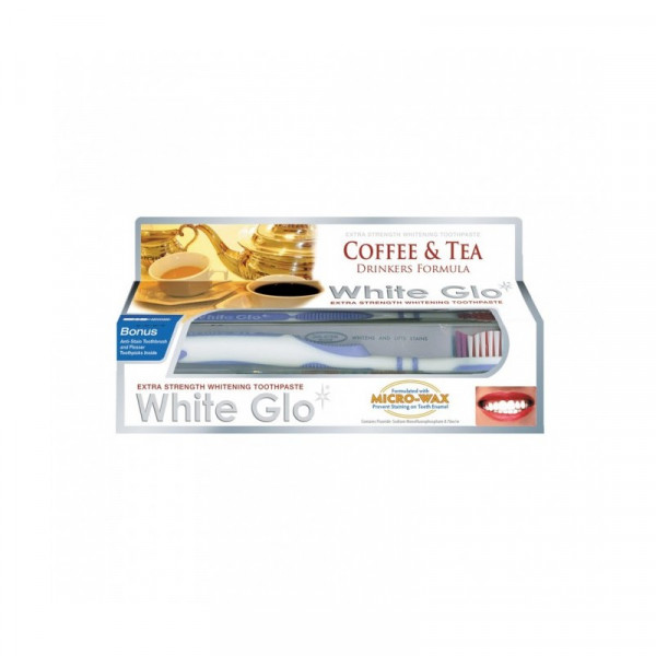 Austrālijas White Glo zobu pasta tējas un kafijas cienītājiem, 150g + dāvanā zobu birste