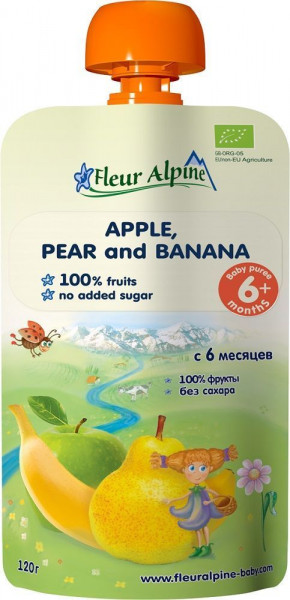 Fleur Alpine Ābolu, bumbieru un banānu biezenis no 6mēn, 120g