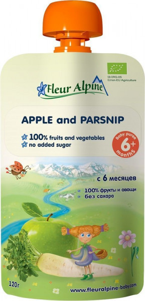 Akcija! Fleur Alpine Ābolu un pastinaka biezenis no 6 mēn., 120g, der.term. 24.02.2022