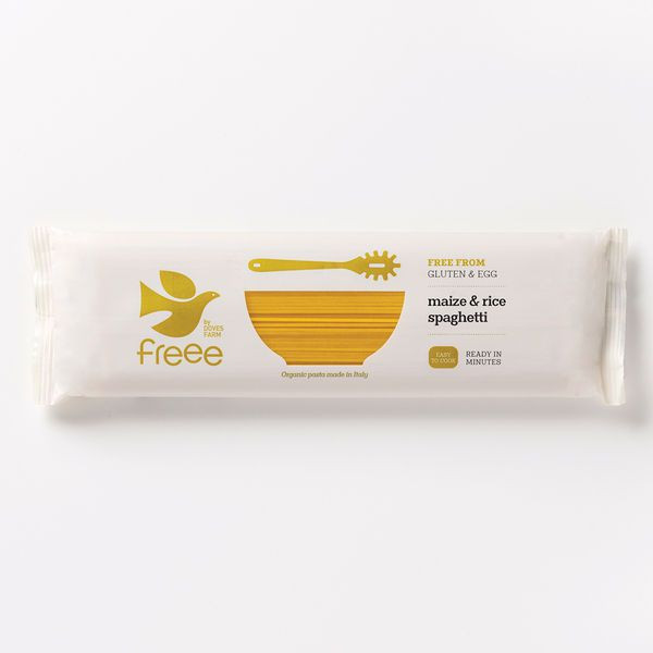 Doves Farm Kukurūzas un rīsu makaroni Spageti, bez glutēna, BIO, 500g