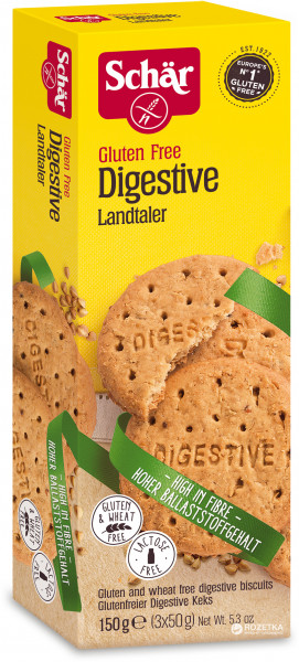 Schar Digestive Landtaler cepumi ar šķiedrvielām bez glutēna, 150g