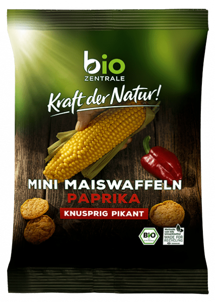 Akcija! Bio-Zentrale Pikantās mini kukurūzas galetītes ar papriku, neceptas, bez glutēna, 50g, der.term. 12.04.21