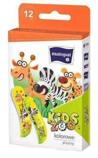Matopat пластыри Kids Zoo для детей, 12 шт./упак