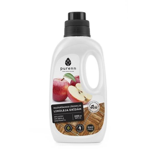 PURENN ekoloģisks mazgāšanas līdzeklis ar laimu un ābolu linoleja grīdām, 1 L