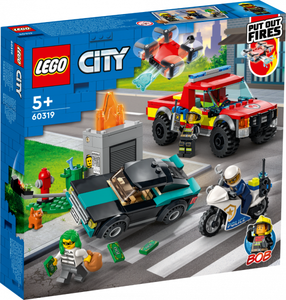 60319 LEGO® City Ugunsdzēsēju operācija un policijas pakaļdzīšanās, 5+ gadiem, NEW 2022!(Maksas piegāde eur 3.99)