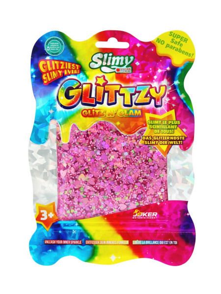 SLIMY Supermīkstas gļotas ar gliteriem - slaims 1gab. 120g (sarkanas, dzeltenas un caurspīdīgas)