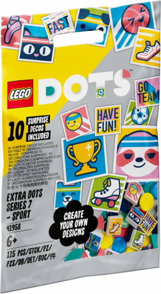 41958 LEGO® DOTS papildinājumi — 7. sērija. SPORTS, no 6+ gadiem, NEW 2022!