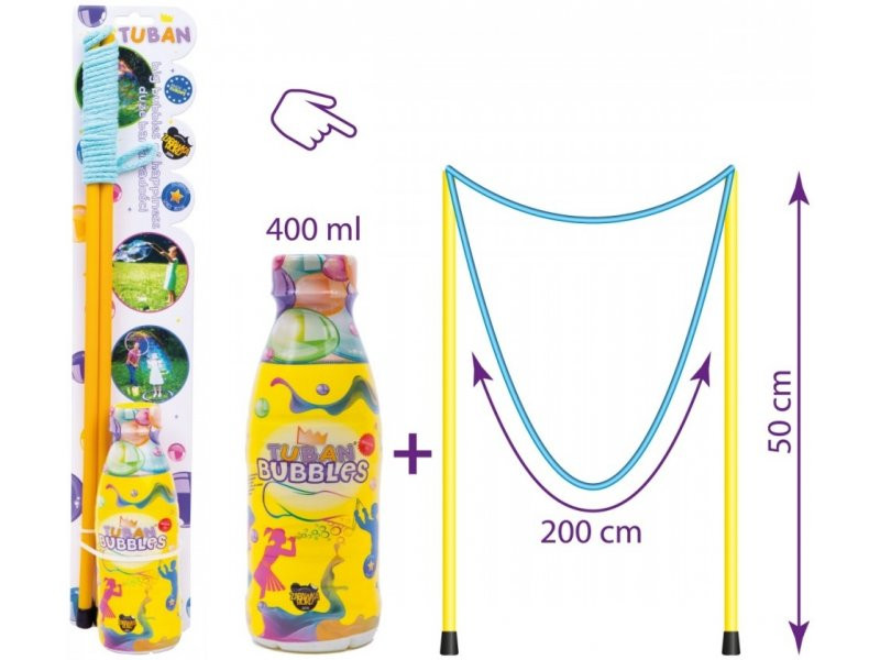 Tuban Ziepju burbuļu veidošanas komplekts - lielās nūjas(50cm) + 400ml šķīdums, 3+ gadiem