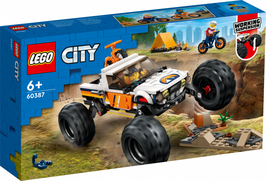 60387 LEGO® City Piedzīvojumi ar 4x4 bezceļu auto, no 6+ gadiem, NEW 2023!