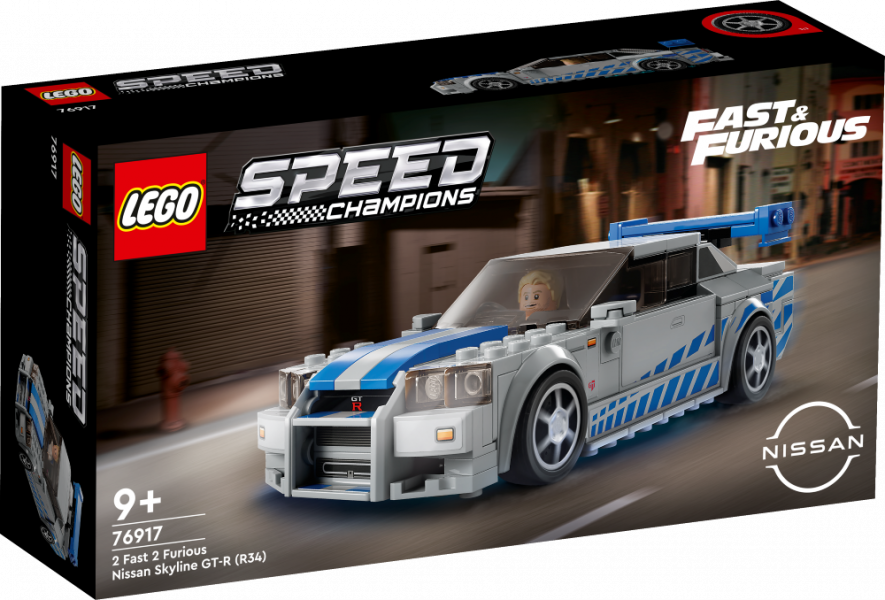 76917 LEGO® Speed Champions 2 Fast 2 Furious Nissan Skyline GT-R (R34), no 9+ gadiem, NEW 2023!