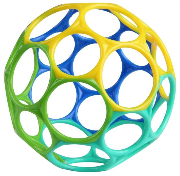 Oball klasiskā bumba 12 cm diametrā Zili-zaļi-dzeltena no 0+ mēnešiem