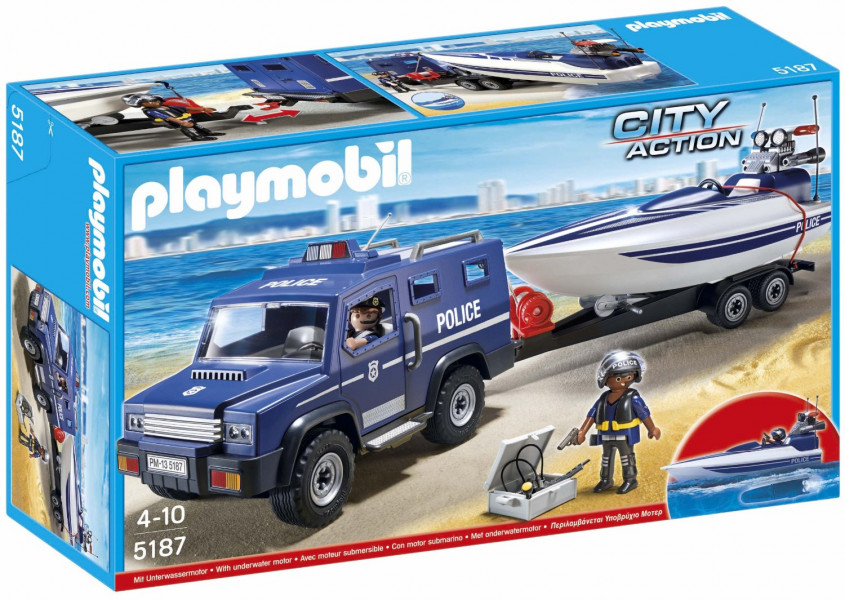 5187 PLAYMOBIL® City Action Policijas mašīna un laiva, no 4+