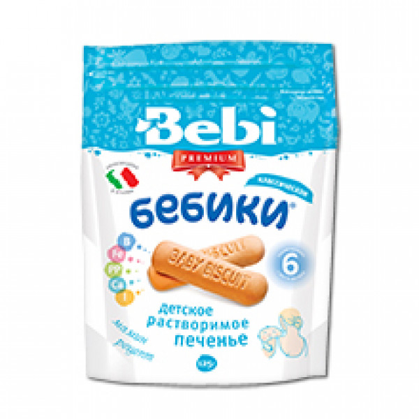 BEBI Premium Bebiki labi šķīstoši cepumi bērniem klasiskie, no 6 mēn., 125gr