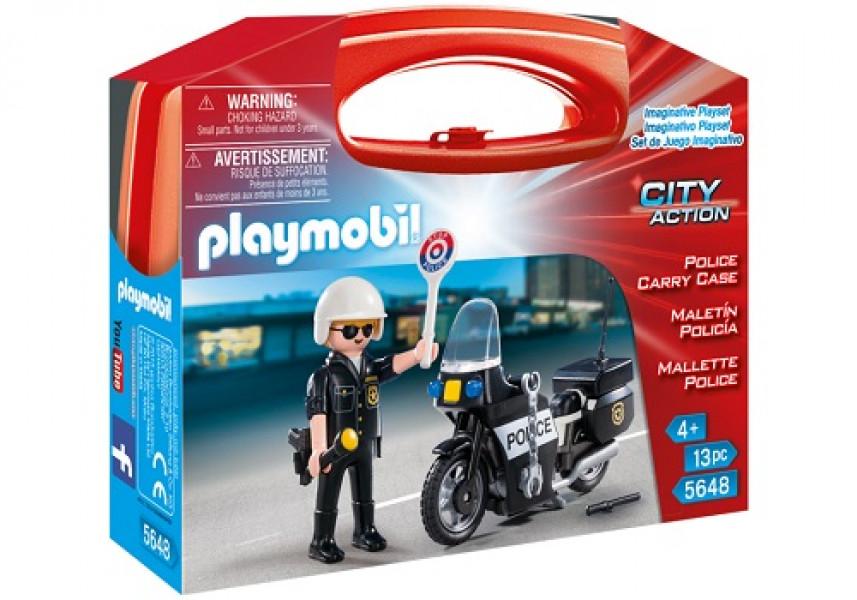 5648 PLAYMOBIL® City Action Policists ar motociklu pārnēsājamā koferī,no 4+