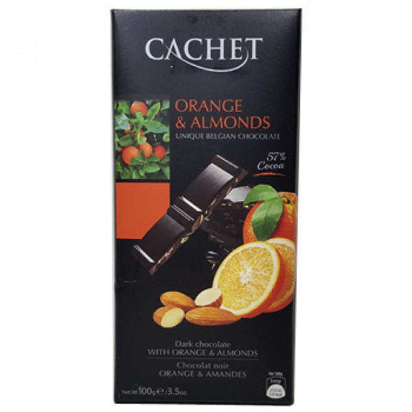 Cachet Tumšā šokolāde ar apelsīniem un mandelēm, 57% kakao, 100g