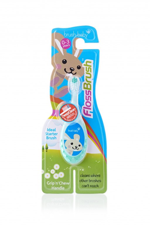 BrushBaby Flossbrush zobu birste 03 gadi (dažādās krāsās) 1164 Zobiņu kopšanai Mazuļiem