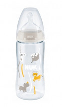 NUK First Choice 0-6mēn.pudelīte ar temperat. kontroles indikatoru,silikona knupi,300ml