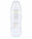 NUK First Choice 0-6mēn.pudelīte ar temperat. kontroles indikatoru,silikona knupi,300ml