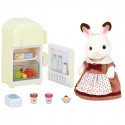 Sylvanian Families Chocolate Rabbit Mother un ledusskapis- pilns ar produktiem